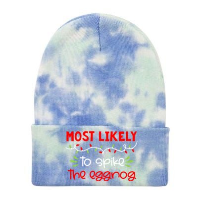 Most Likely To Great Gift Funny Matching Family Christmas Pjs Gift Tie Dye 12in Knit Beanie