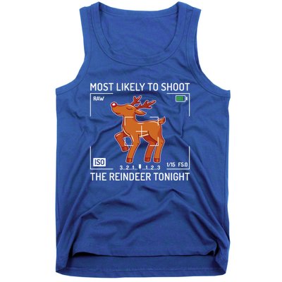 Most Likely To Shoot The Reindeer Tonight Xmas Photography Gift Tank Top