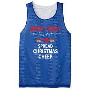 Most Likely To Spread Cheer Matching Family Christmas Gift Mesh Reversible Basketball Jersey Tank