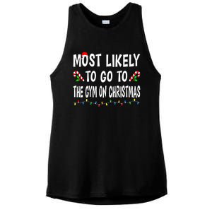 Most Likely To Go To The Gym On Christmas Family Xmas Funny Ladies PosiCharge Tri-Blend Wicking Tank