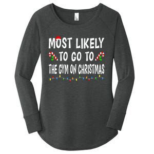 Most Likely To Go To The Gym On Christmas Family Xmas Funny Women's Perfect Tri Tunic Long Sleeve Shirt