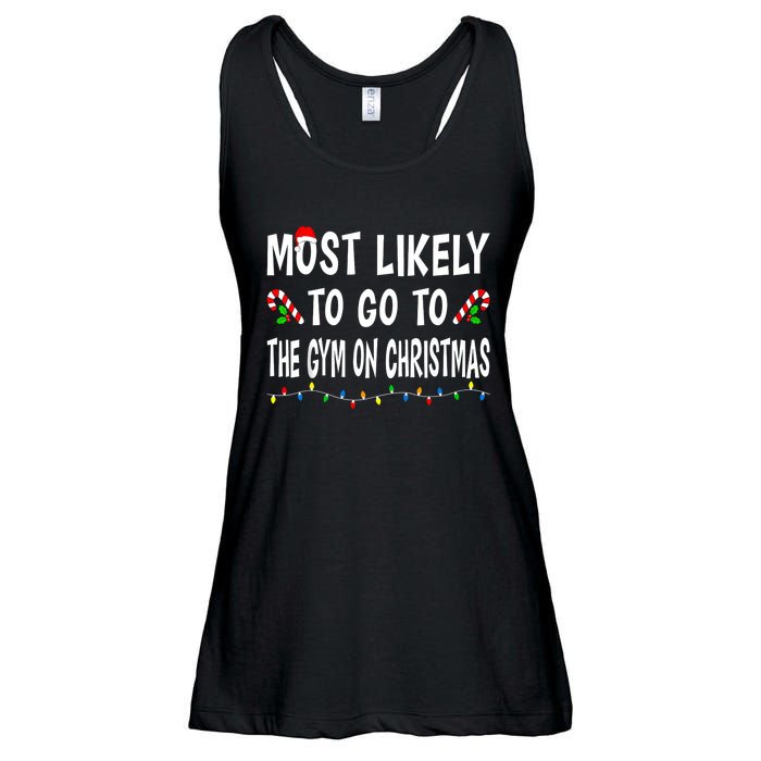 Most Likely To Go To The Gym On Christmas Family Xmas Funny Ladies Essential Flowy Tank