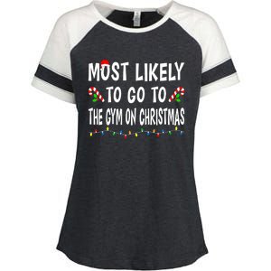 Most Likely To Go To The Gym On Christmas Family Xmas Funny Enza Ladies Jersey Colorblock Tee