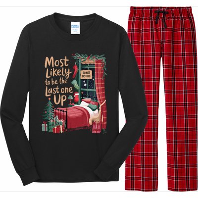 Most Likely To Be The Last One Up Christmas Room Long Sleeve Pajama Set