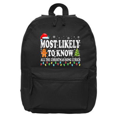 Most Likely To Christmas Know All The Christmas Song Lyrics 16 in Basic Backpack
