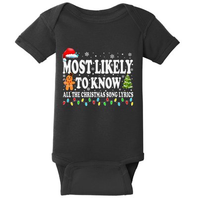 Most Likely To Christmas Know All The Christmas Song Lyrics Baby Bodysuit