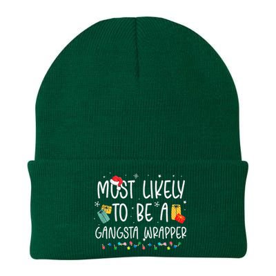 Most Likely To Be A Gangster Wrapper Christmas Knit Cap Winter Beanie