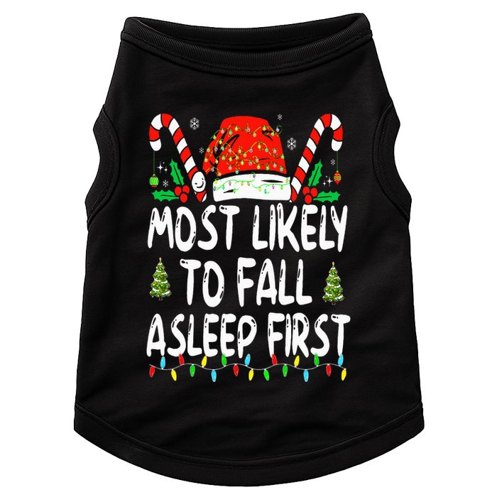 Most Likely To Fall Asleep First Funny Xmas Family Doggie Tank
