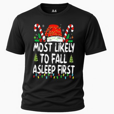 Most Likely To Fall Asleep First Funny Xmas Family Performance Shirt