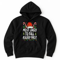 Most Likely To Fall Asleep First Funny Xmas Family Hoodie