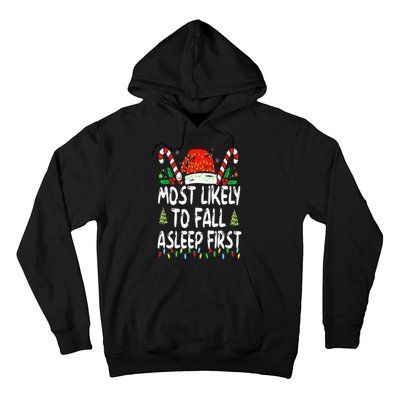 Most Likely To Fall Asleep First Funny Xmas Family Hoodie