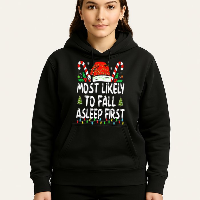 Most Likely To Fall Asleep First Funny Xmas Family Hoodie