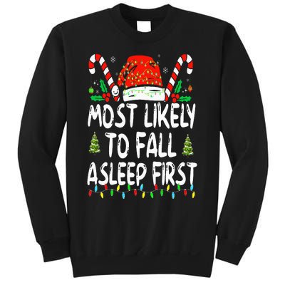 Most Likely To Fall Asleep First Funny Xmas Family Sweatshirt