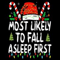 Most Likely To Fall Asleep First Funny Xmas Family Impact Tech Backpack