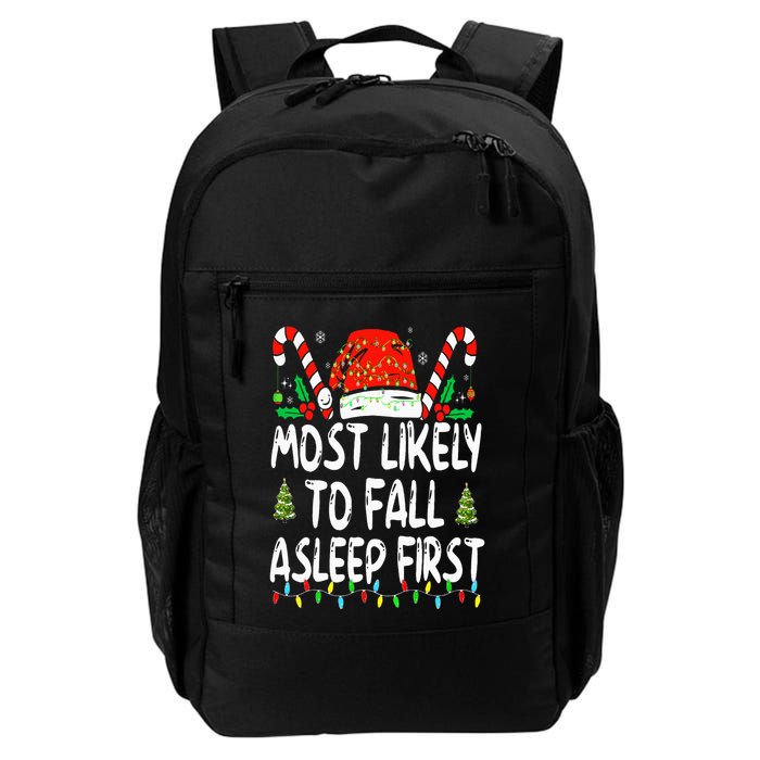 Most Likely To Fall Asleep First Funny Xmas Family Backpack