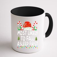 Most Likely To Fall Asleep First Funny Xmas Family Mug