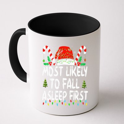 Most Likely To Fall Asleep First Funny Xmas Family Mug