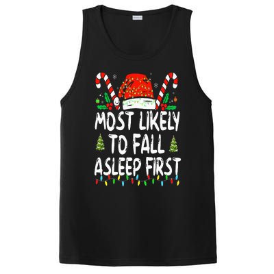 Most Likely To Fall Asleep First Funny Xmas Family PosiCharge Competitor Tank