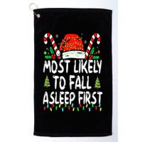 Most Likely To Fall Asleep First Funny Xmas Family Golf Towel