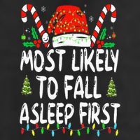Most Likely To Fall Asleep First Funny Xmas Family Microfiber Hand Towel