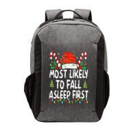 Most Likely To Fall Asleep First Funny Xmas Family Vector Backpack