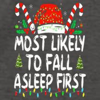 Most Likely To Fall Asleep First Funny Xmas Family Vector Backpack