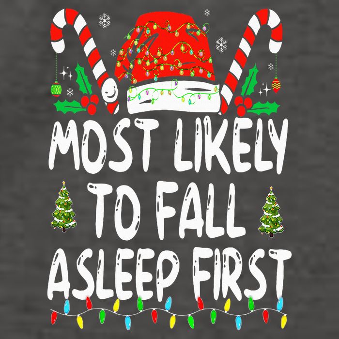 Most Likely To Fall Asleep First Funny Xmas Family Vector Backpack