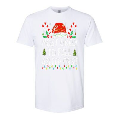 Most Likely To Fall Asleep First Funny Xmas Family Softstyle CVC T-Shirt