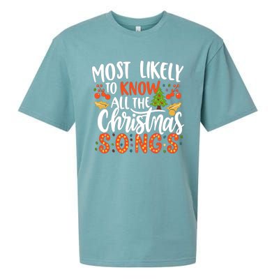 Most Likely To Know All The Christmas Songs Lyrics Xmas Fun Gift Sueded Cloud Jersey T-Shirt