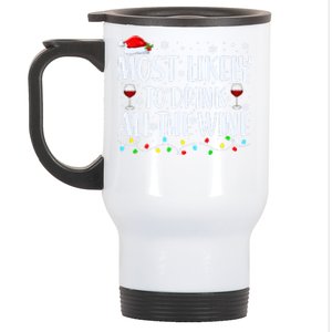 Most Likely To Drink All The Wine Funny Christmas Stainless Steel Travel Mug