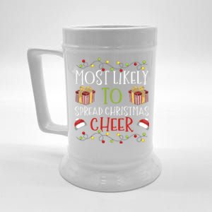 Most Likely To Spread Christmas Cheer Cheerful Yuletide Meaningful Gift Beer Stein