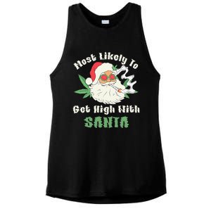 Most Likely To Get High With Santa Christmas Funny Gift Ladies PosiCharge Tri-Blend Wicking Tank