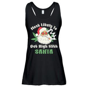 Most Likely To Get High With Santa Christmas Funny Gift Ladies Essential Flowy Tank