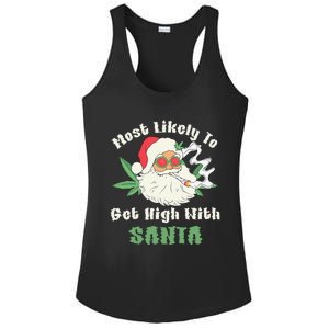 Most Likely To Get High With Santa Christmas Funny Gift Ladies PosiCharge Competitor Racerback Tank