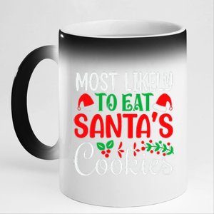 Most Likely To Eat Santa's Cookies Christmas Family Matching 11oz Black Color Changing Mug