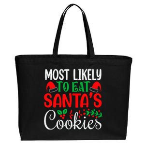 Most Likely To Eat Santa's Cookies Christmas Family Matching Cotton Canvas Jumbo Tote