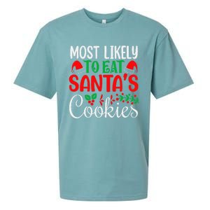 Most Likely To Eat Santa's Cookies Christmas Family Matching Sueded Cloud Jersey T-Shirt