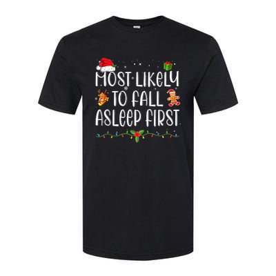 Most Likely To Fall Asleep First Funny Xmas Family Softstyle CVC T-Shirt