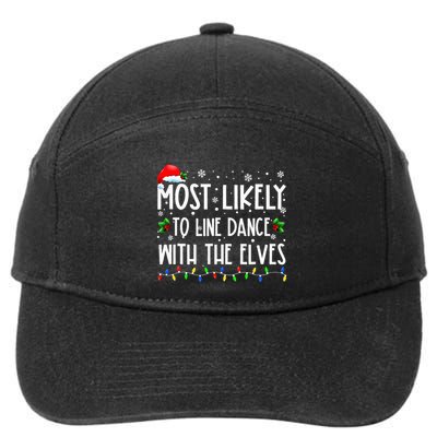 Most Likely To Line Dance With Elves Christmas Dancing Elf 7-Panel Snapback Hat