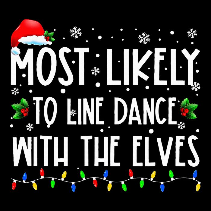 Most Likely To Line Dance With Elves Christmas Dancing Elf Drawstring Bag