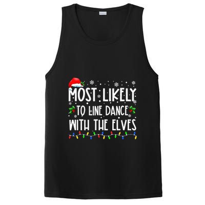 Most Likely To Line Dance With Elves Christmas Dancing Elf PosiCharge Competitor Tank