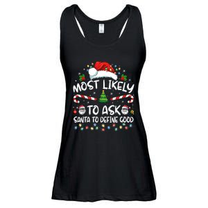 Most Likely To Ask Santa To Define Good Family Christmas Ladies Essential Flowy Tank