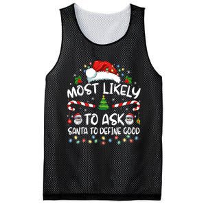 Most Likely To Ask Santa To Define Good Family Christmas Mesh Reversible Basketball Jersey Tank