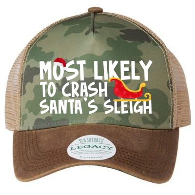 Most Likely To Crash Santas Sleigh Funny Christmas Legacy Tie Dye Trucker Hat