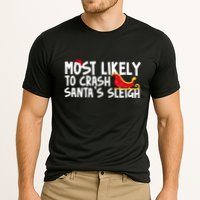 Most Likely To Crash Santas Sleigh Funny Christmas Cooling Performance Crew T-Shirt