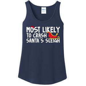 Most Likely To Crash Santas Sleigh Funny Christmas Ladies Essential Tank