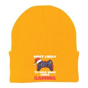 Most Likely To Miss Christmas While Gaming Xmas Family Cool Gift Knit Cap Winter Beanie