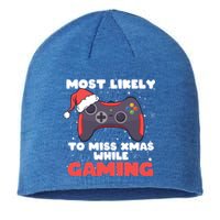 Most Likely To Miss Christmas While Gaming Xmas Family Cool Gift Sustainable Beanie