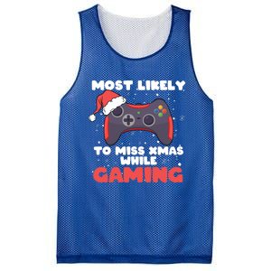 Most Likely To Miss Christmas While Gaming Xmas Family Cool Gift Mesh Reversible Basketball Jersey Tank