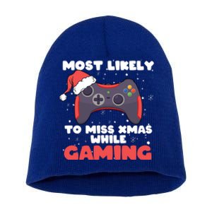 Most Likely To Miss Christmas While Gaming Xmas Family Cool Gift Short Acrylic Beanie